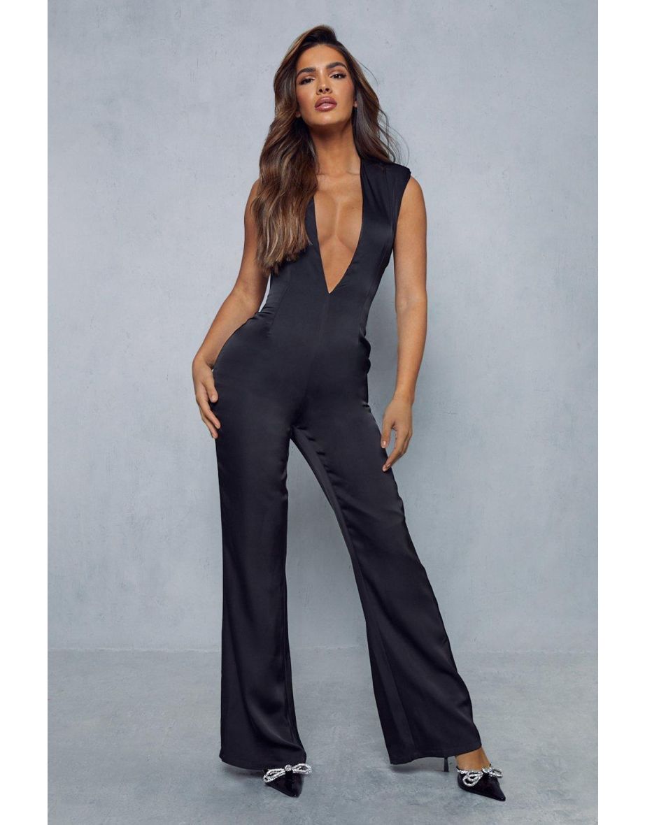 Premium Satin Deep Plunge Jumpsuit - 3