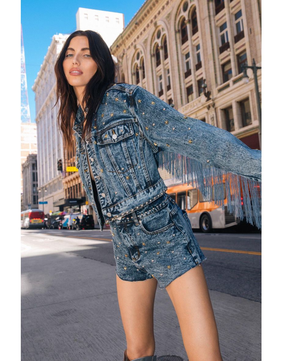 Premium Embellished Star Studded Denim Jacket