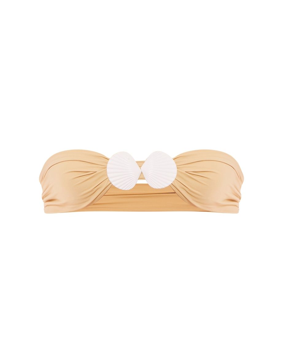 Stone Shell Trim Cut Out Bandeau Bikini Top - 2