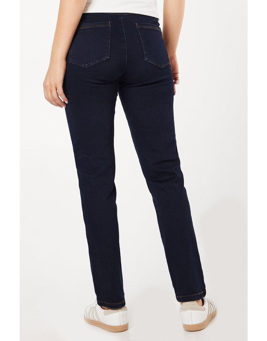 High Rise Straight Button Detail Jeans - 3