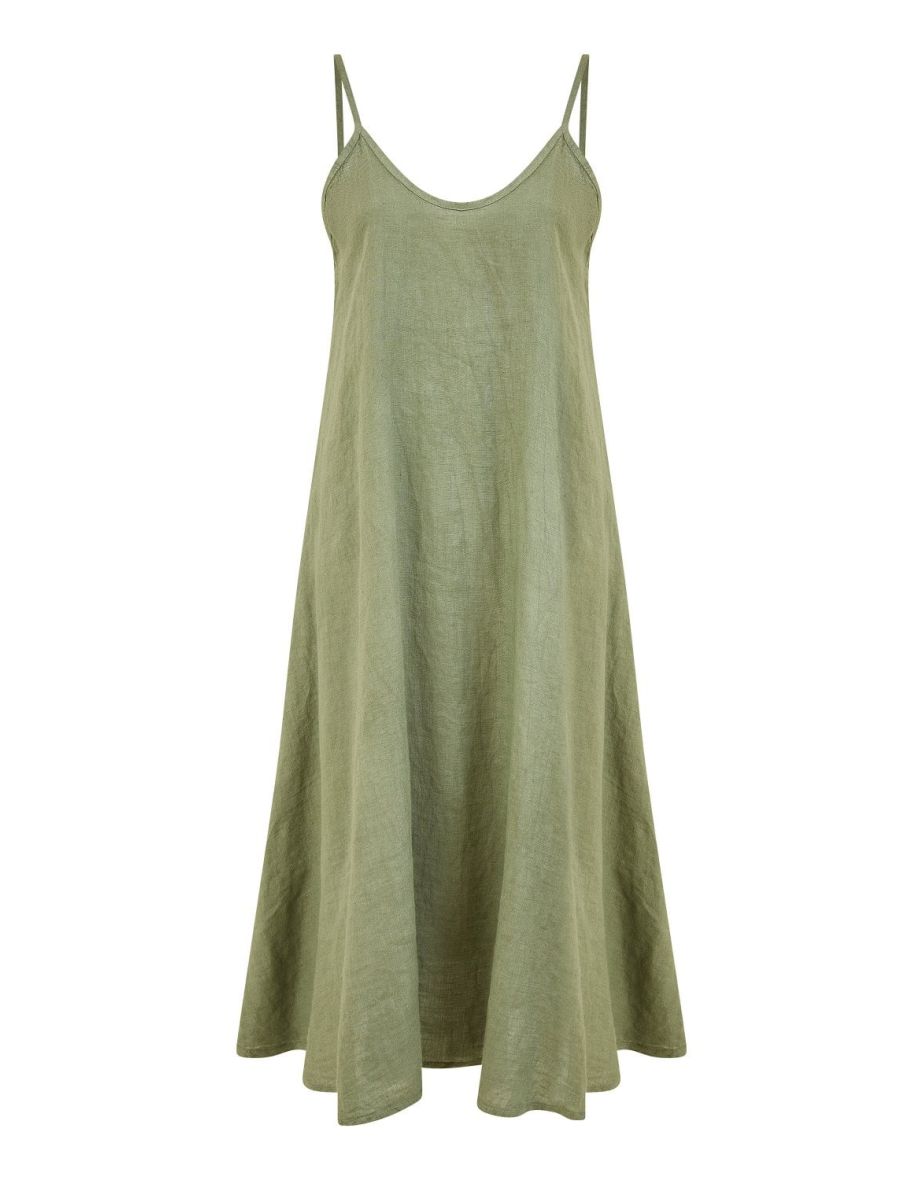 Yumi Green Italian Linen Relaxed Fit Sundress - 5