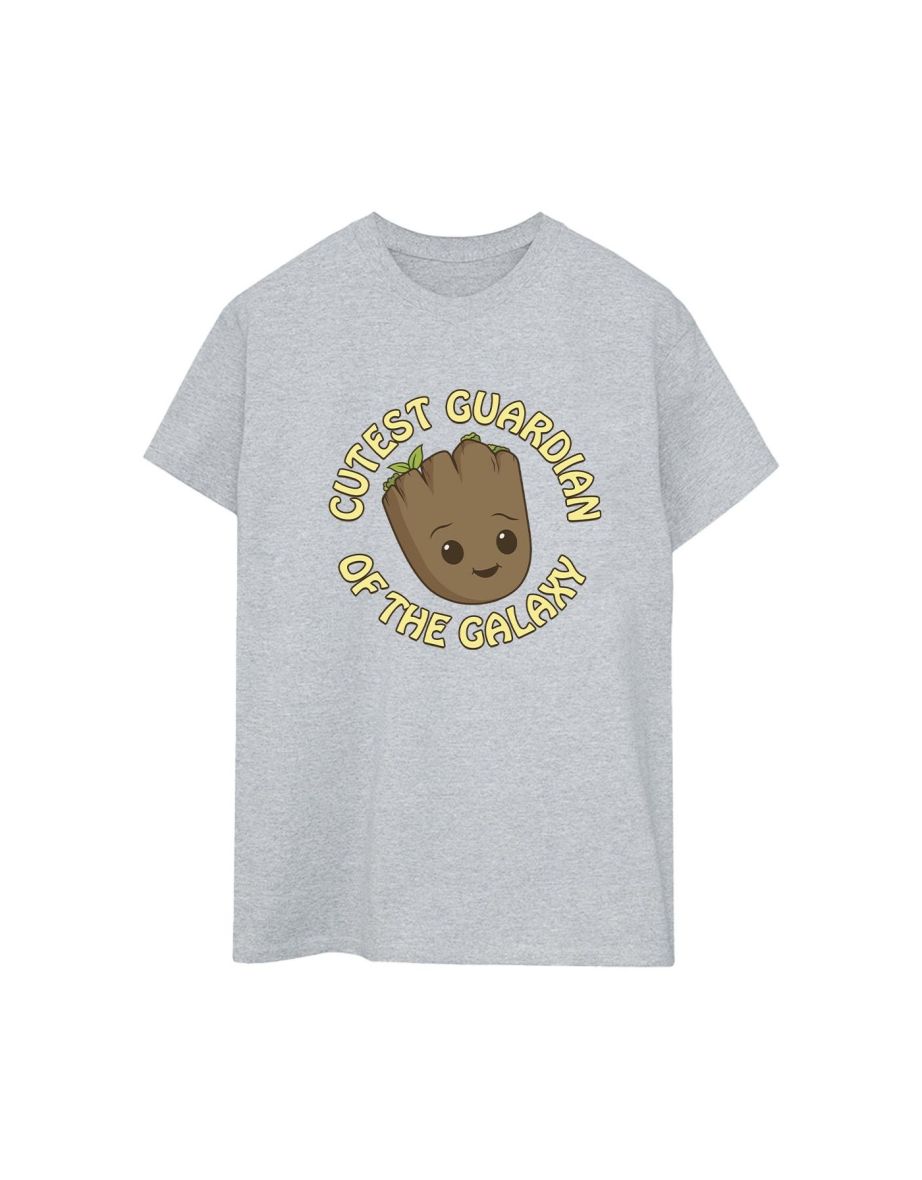Marvel Womens/Ladies I Am Groot Cutest Guardian Cotton Boyfriend T-Shirt - Sports Grey - 1