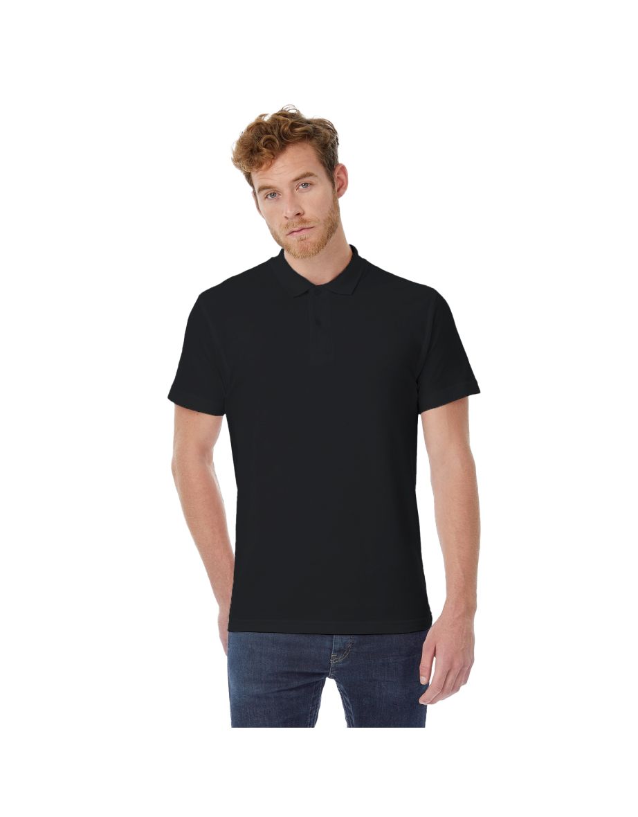 B&C ID.001 Mens Short Sleeve Polo Shirt - Black - 2