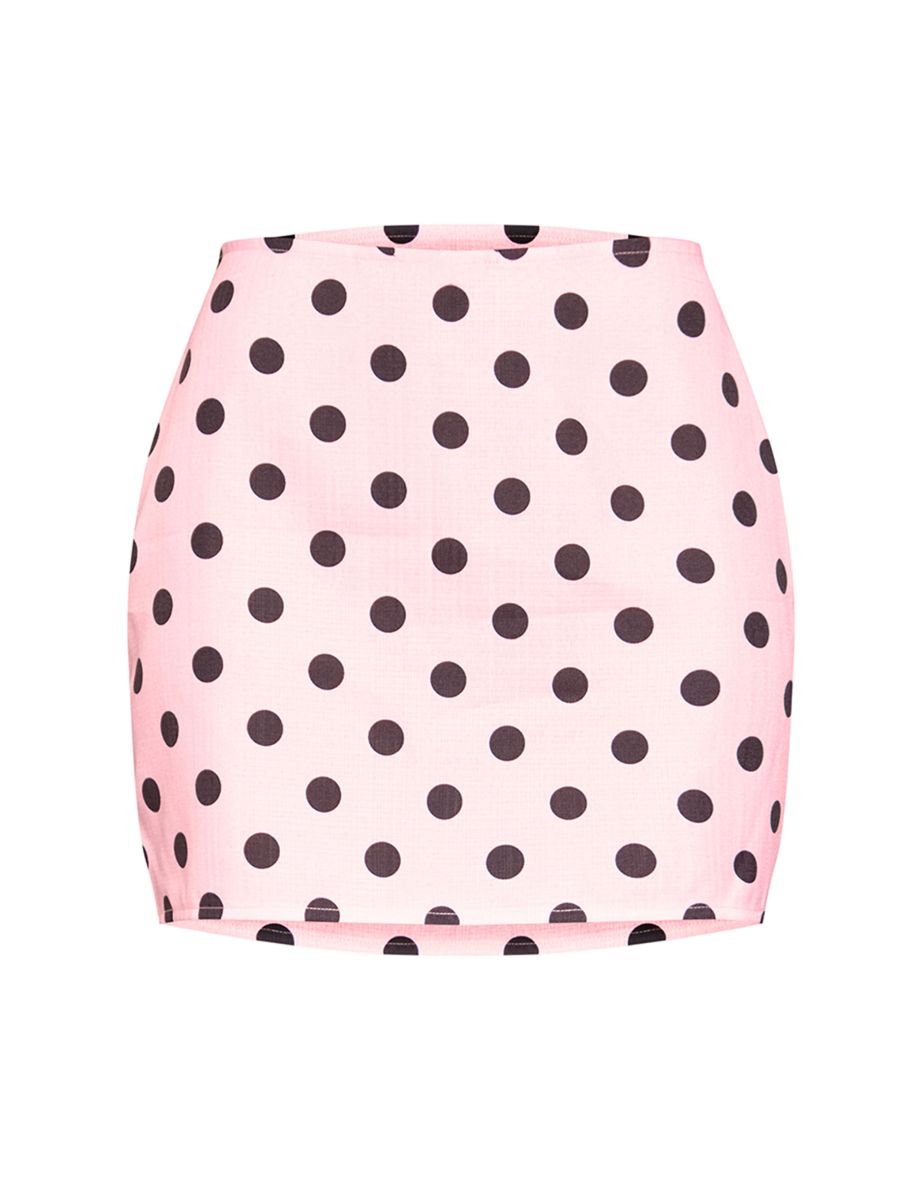 Pink Polka Dot Mini Skirt - 5