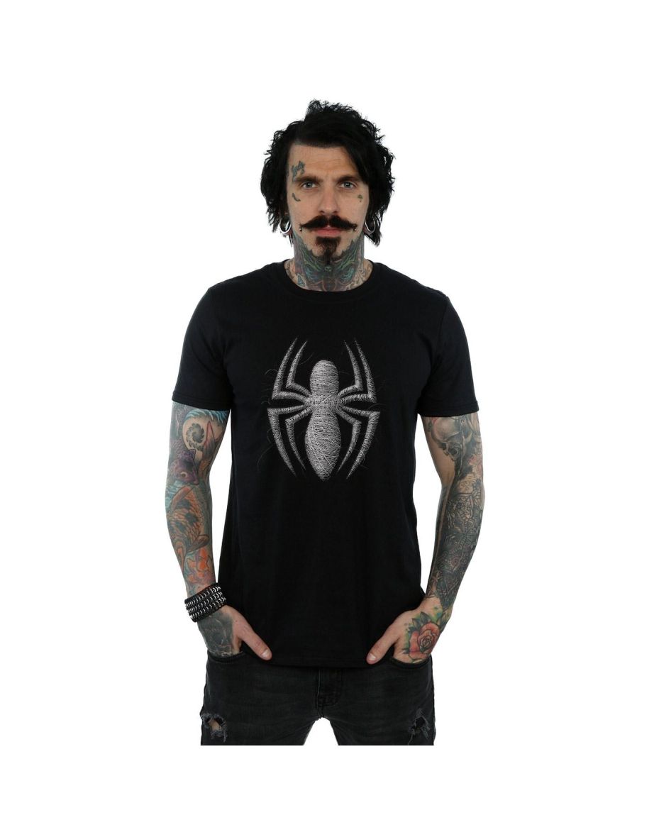 Marvel Mens Spider-Man Web Logo T-Shirt - Black