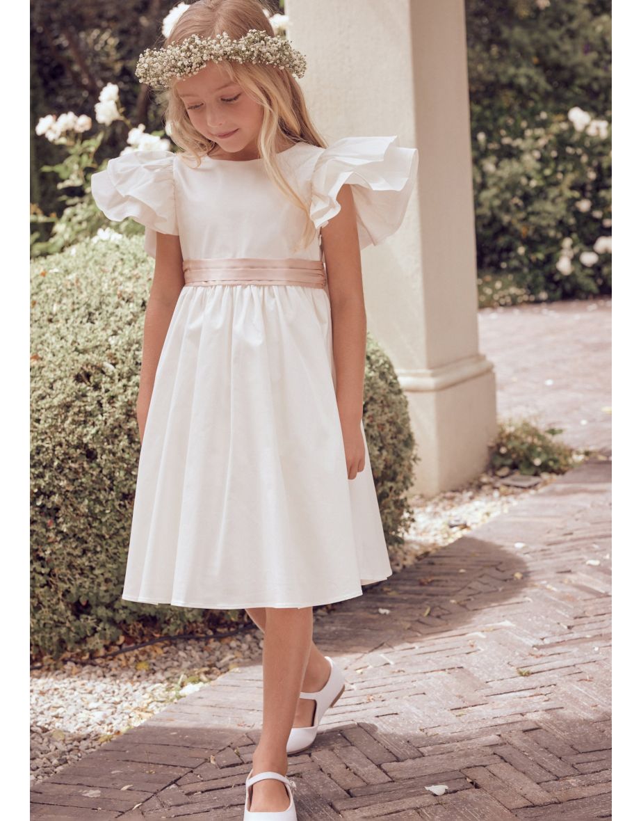 Sylvie Ruffle Dress with Soft Pink Sash