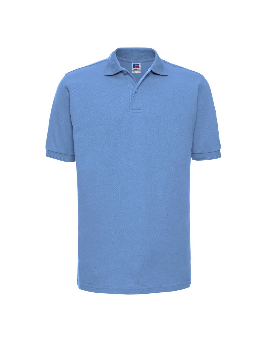 Russell Mens Ripple Collar & Cuff Short Sleeve Polo Shirt - Sky Blue