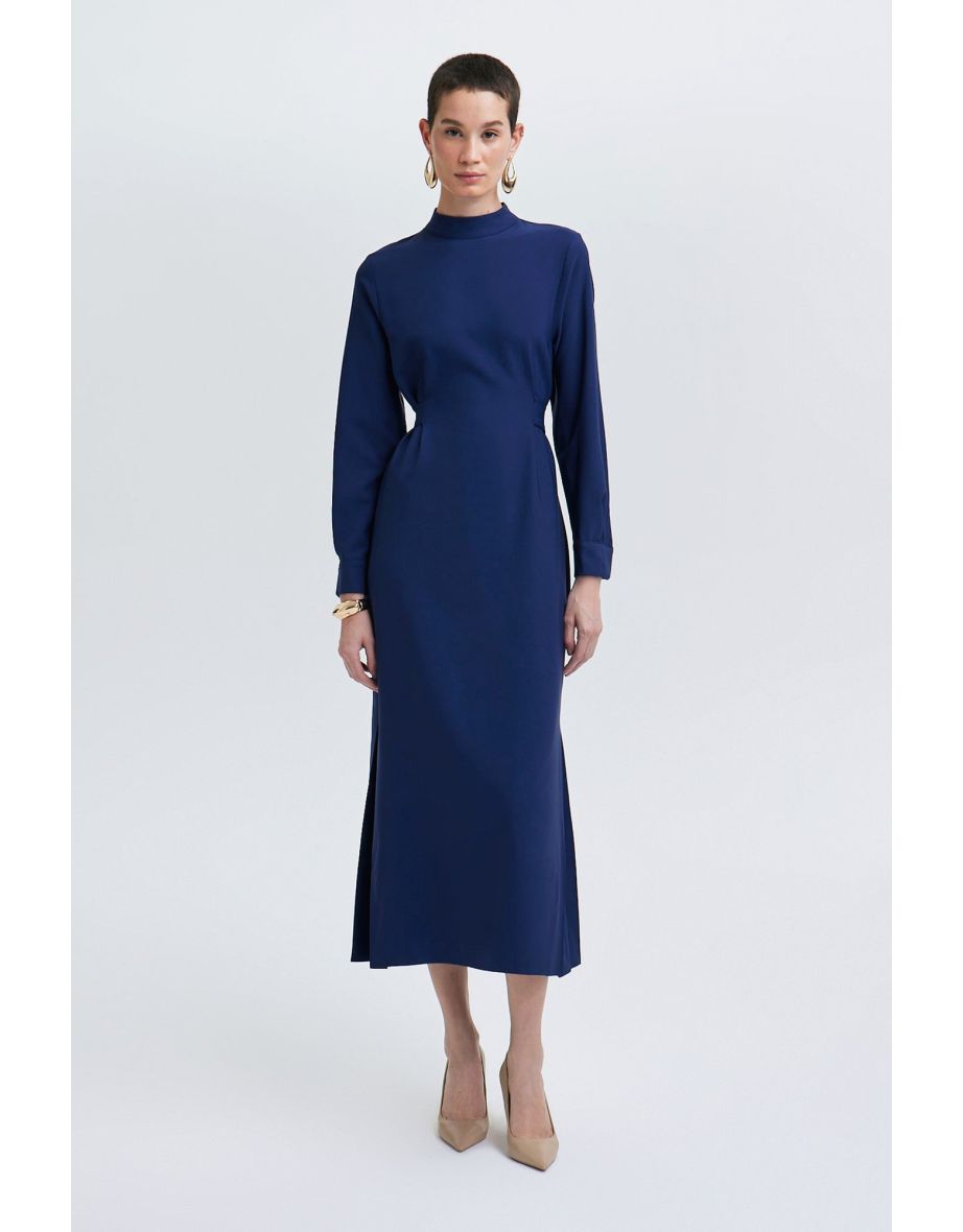 BELT WAISTED CREPE DRESS