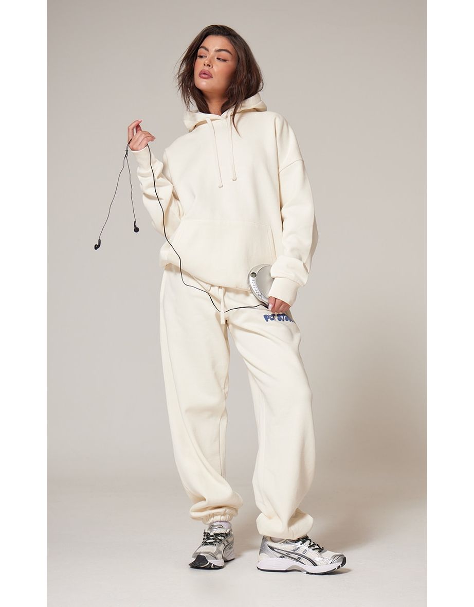 PRETTYLITTLETHING Sand Premium Studio Print Oversized Hoodie