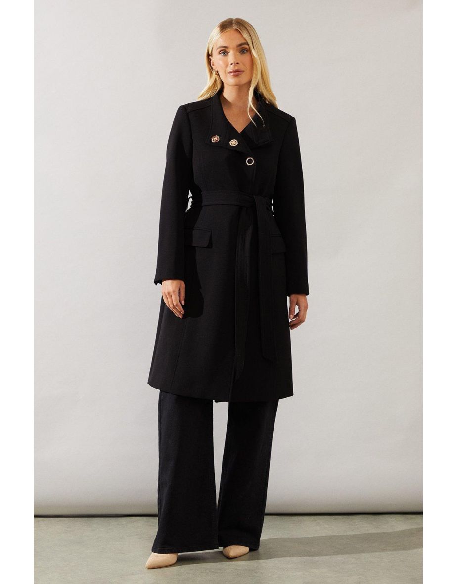 Shop Petite Smart Funnel Neck Coat Online in Bahrain VogaCloset