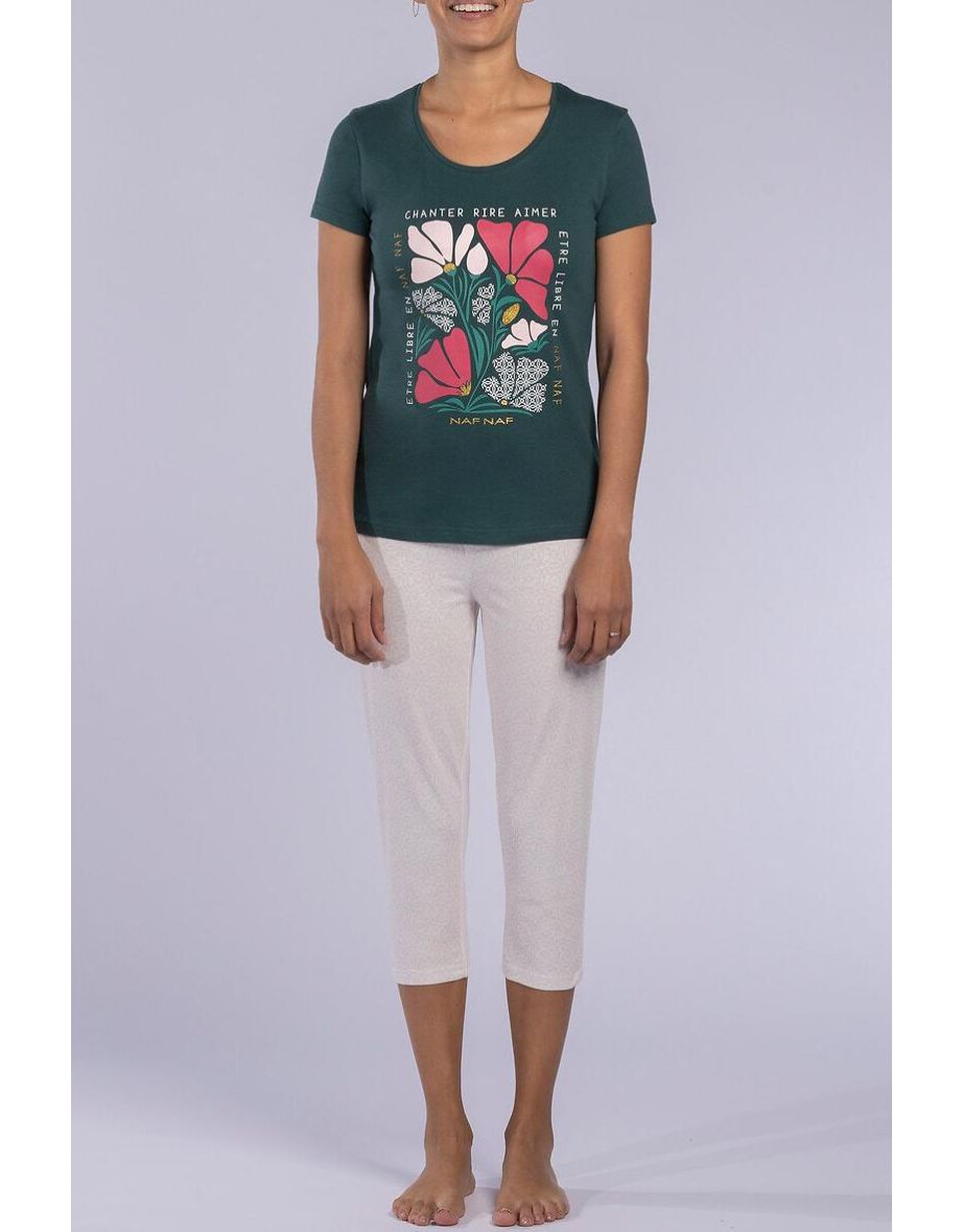 Java Cropped Pyjamas in Cotton Jersey