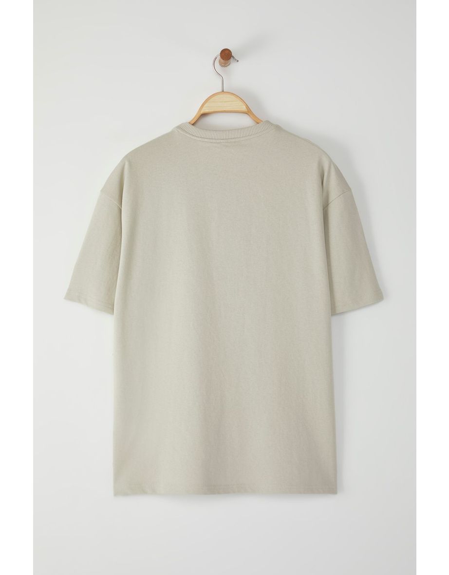 stone Oversize/Wide Cut Ethnic Embroidered T-Shirt - 3