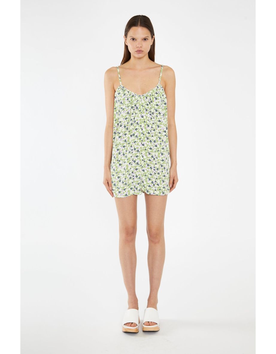Retro Daisy Loose-Fit Lace-Up Playsuit
