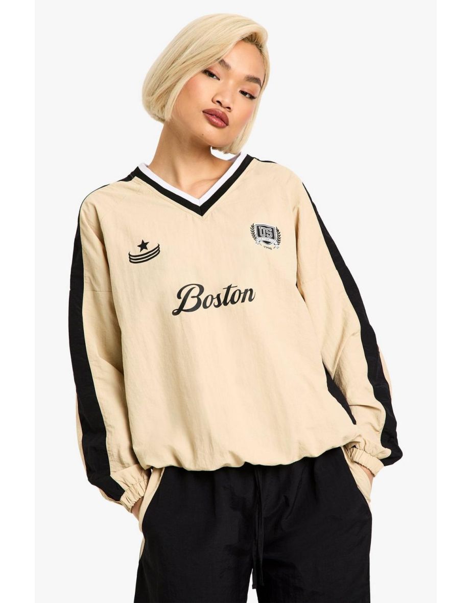 V Neck Oversized Elasticated Hem Top - stone