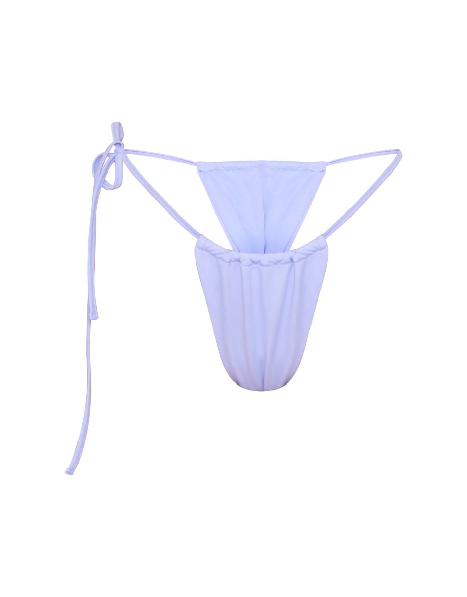 Dark Lilac One Tie Side Bikini Bottoms - 4