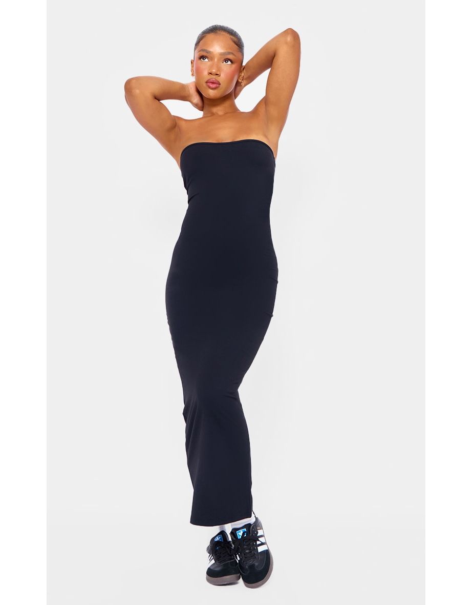 Black Contour Sculpt Bandeau Midaxi Dress