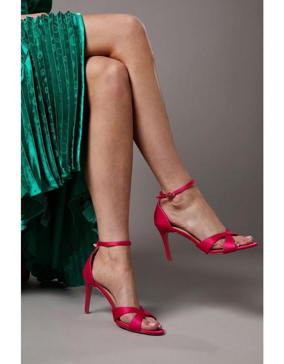 Cadenza Satin Cross Strap High Stiletto Heel Sandals - 3