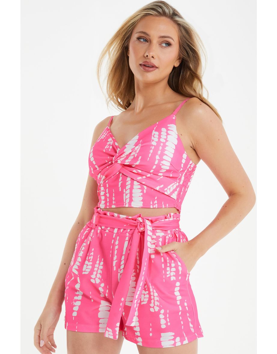 Pink Twist Front Crop Top
