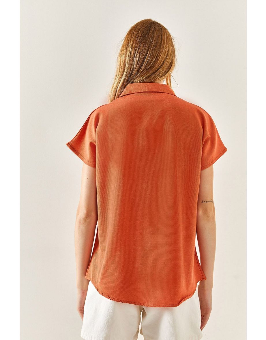 Women's Onion Skin Bat Oversize Linen Shirt - 7