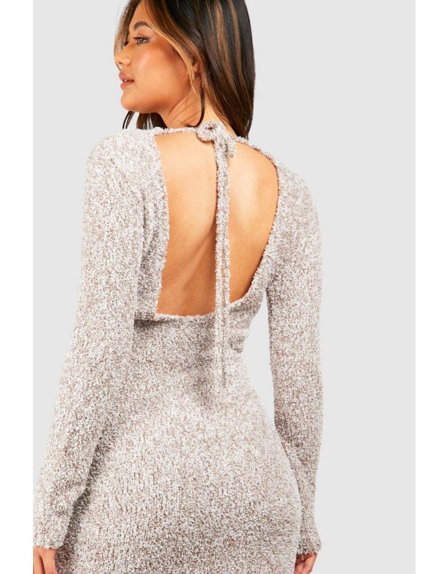 Soft Marl Knit Maxi Jumper Dress - taupe - 3