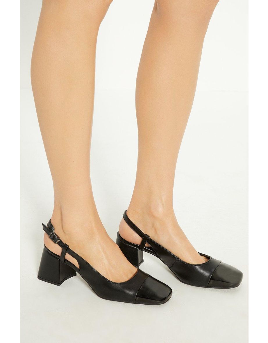 Contrast Square Toe Sling Back Heel