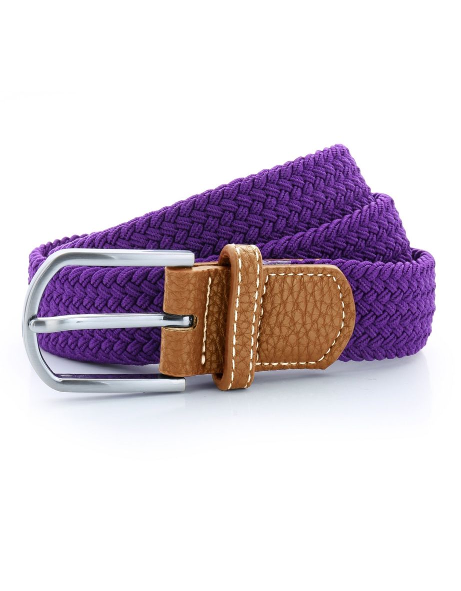 Asquith & Fox Mens Woven Braid Stretch Belt - Purple