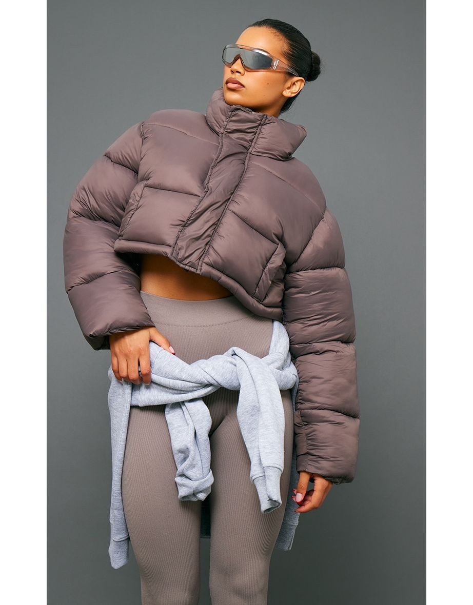 Shop Ash Shell Quilted Funnel Neck Cropped Puffer Coat Online in Bahrain VogaCloset