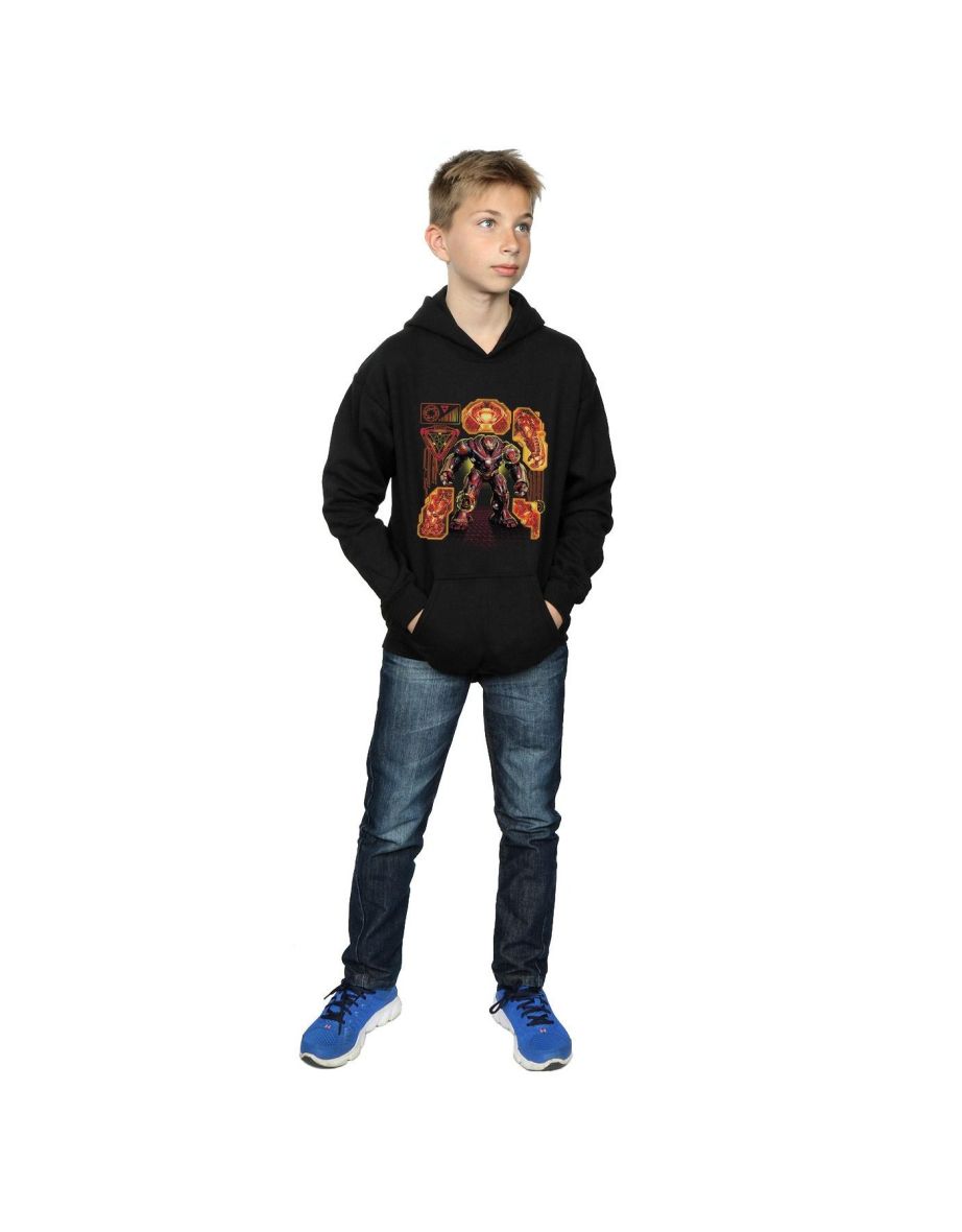 Marvel Boys Avengers Infinity War Hulkbuster Blueprint Hoodie - Black - 3