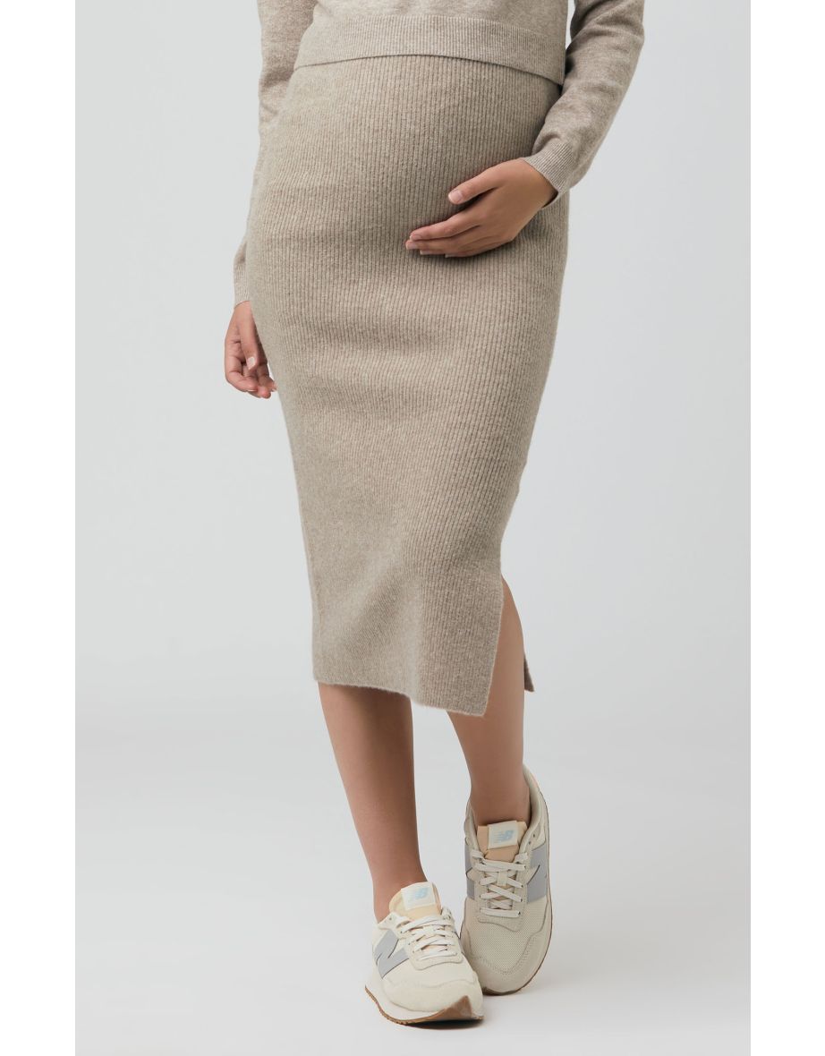 Dani Knit Maternity Skirt (Latte) - 4