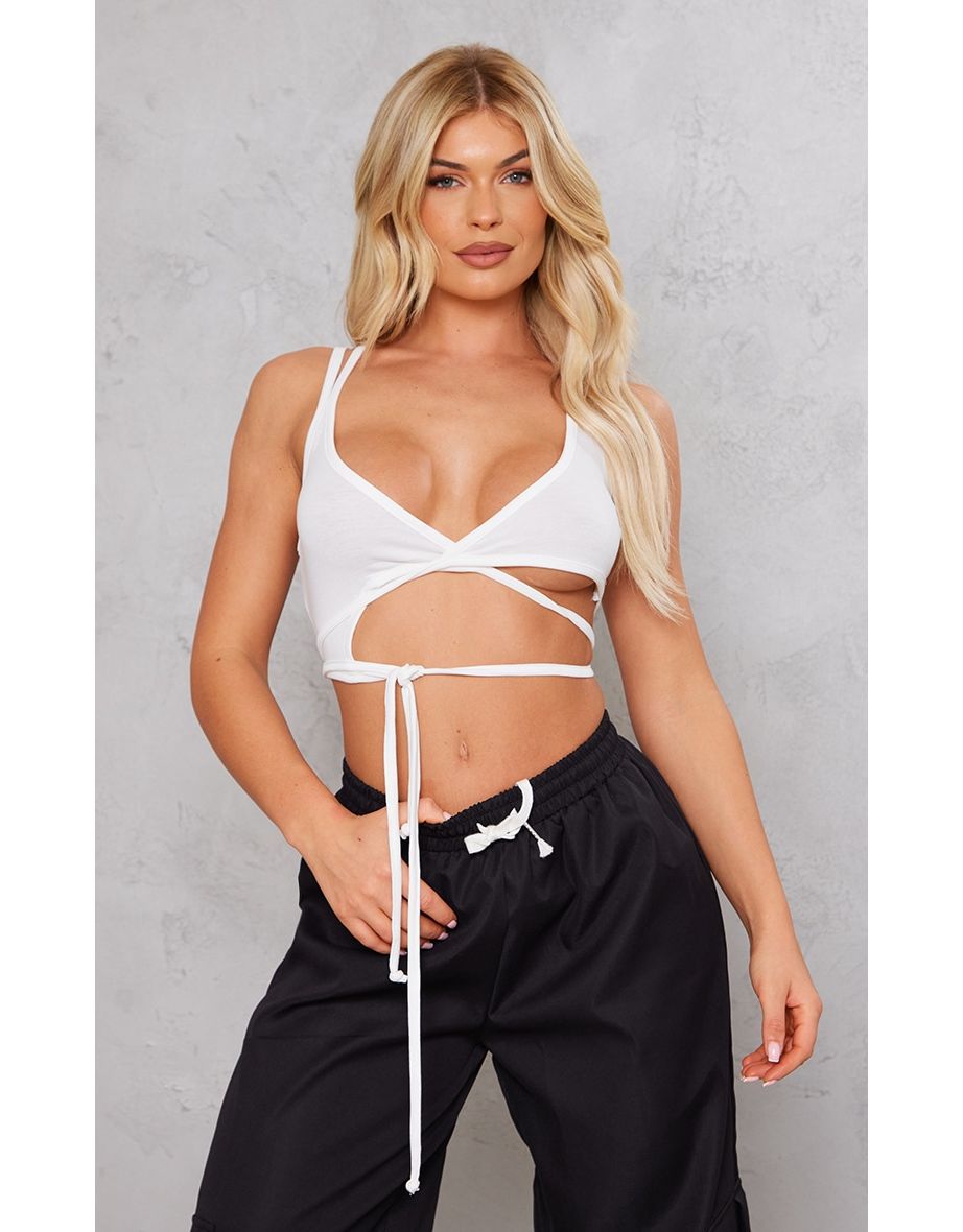White Strappy Wrap Around Crop Top