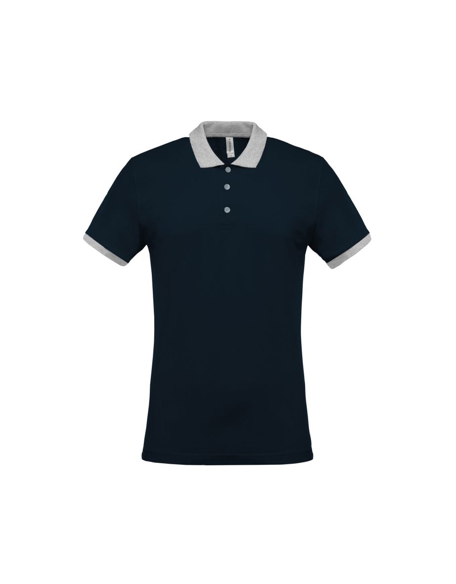Kariban Mens Two-Tone Pique Polo Shirt - Navy/Oxford Grey