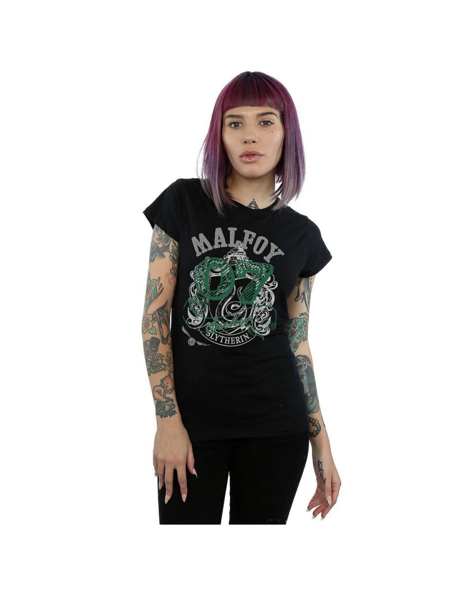 Harry Potter Womens/Ladies Malfoy Slytherin Cotton T-Shirt - Black