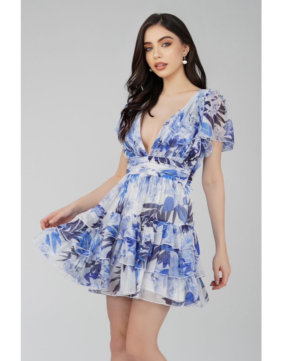 Madison Blue Printed Chiffon Mini Dress