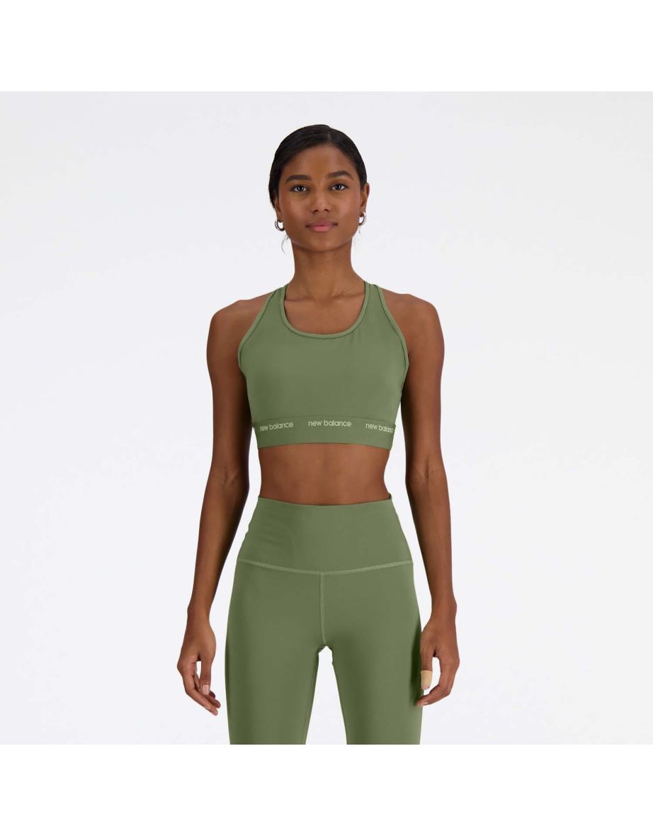 Women's New Balance Sleek Medium Support Sports Bra in Green