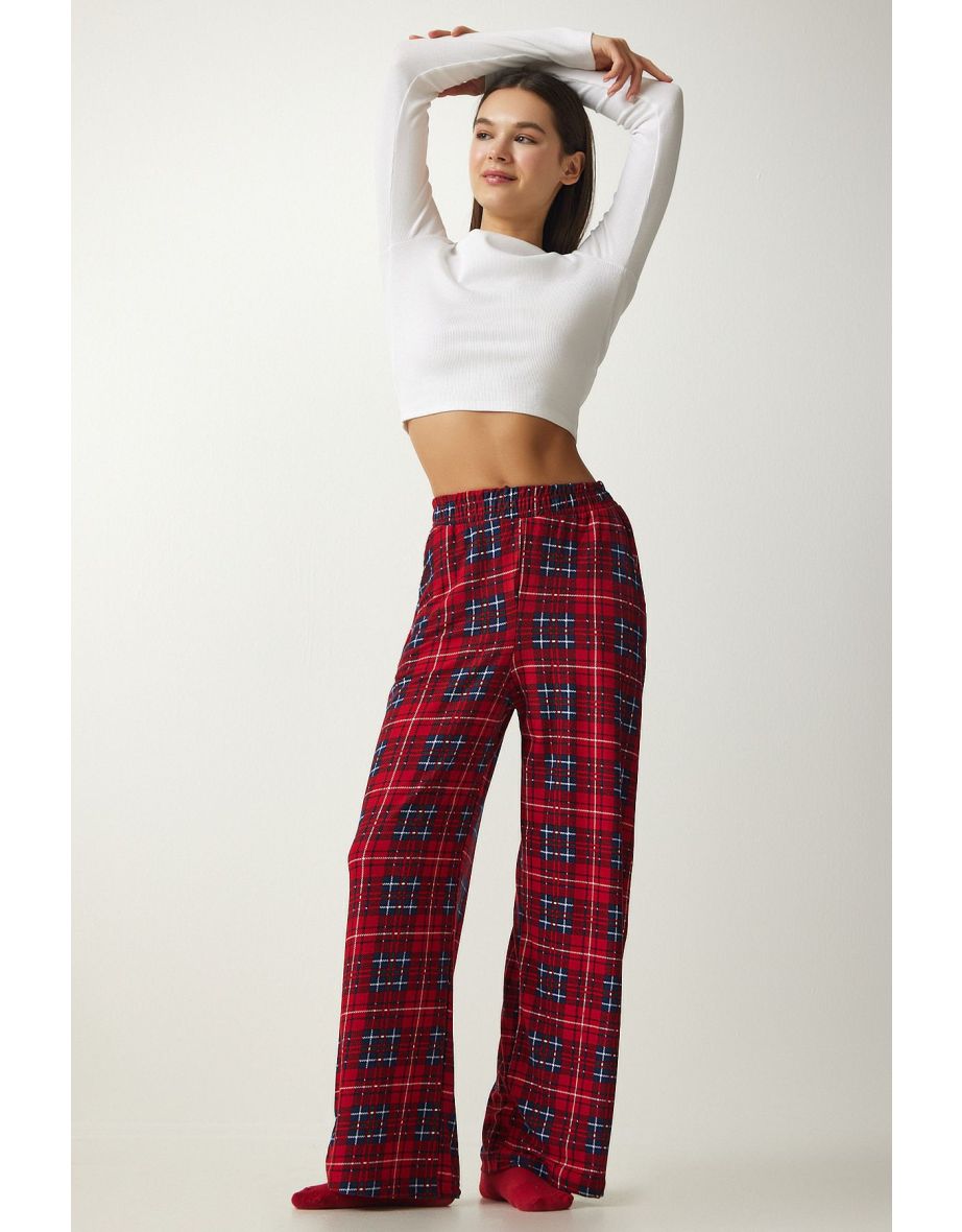 Women's Burgundy Patterned Soft Textured Knitted Pajamas