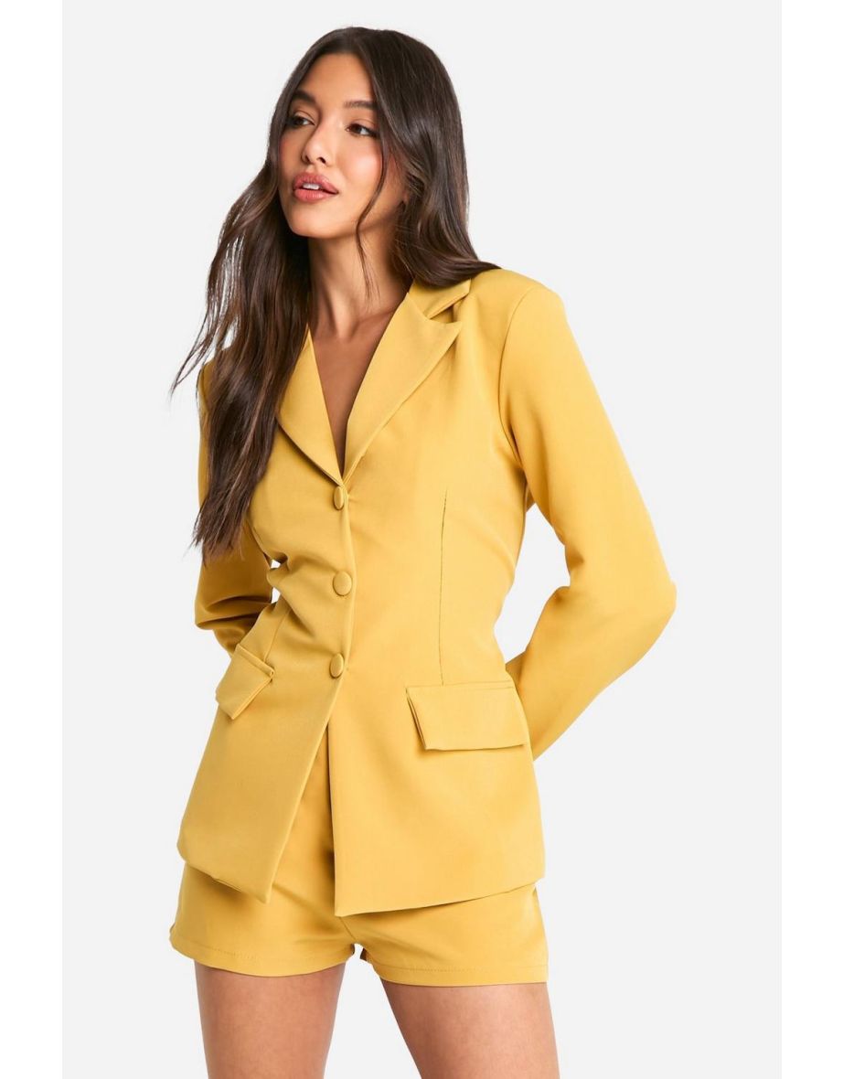 Fitted Self Fabric Button Blazer