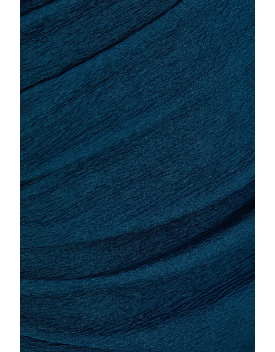 Teal Ruched Maxi Skirt - 5