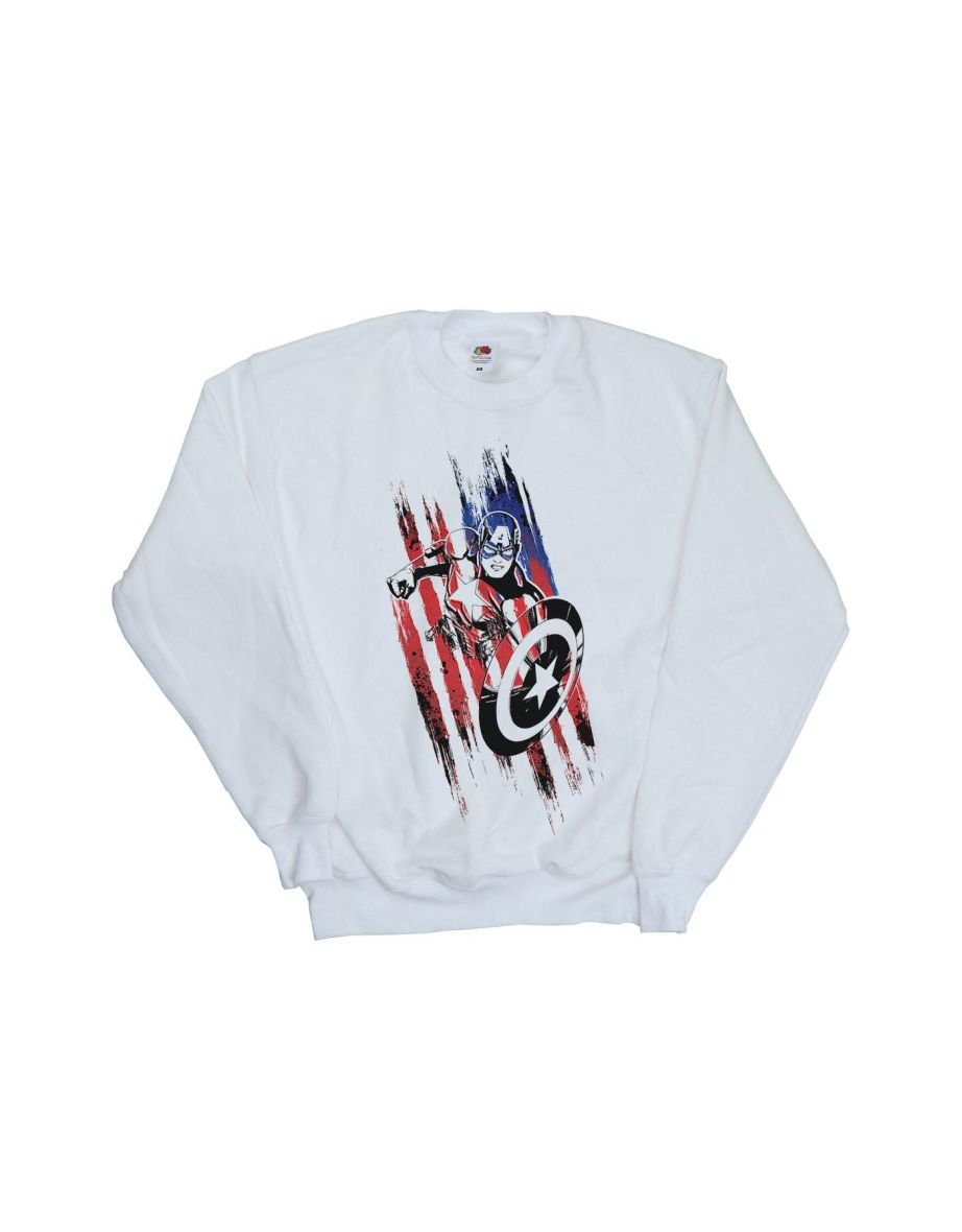 Marvel Boys Avengers Captain America Streaks Sweatshirt - White - 1