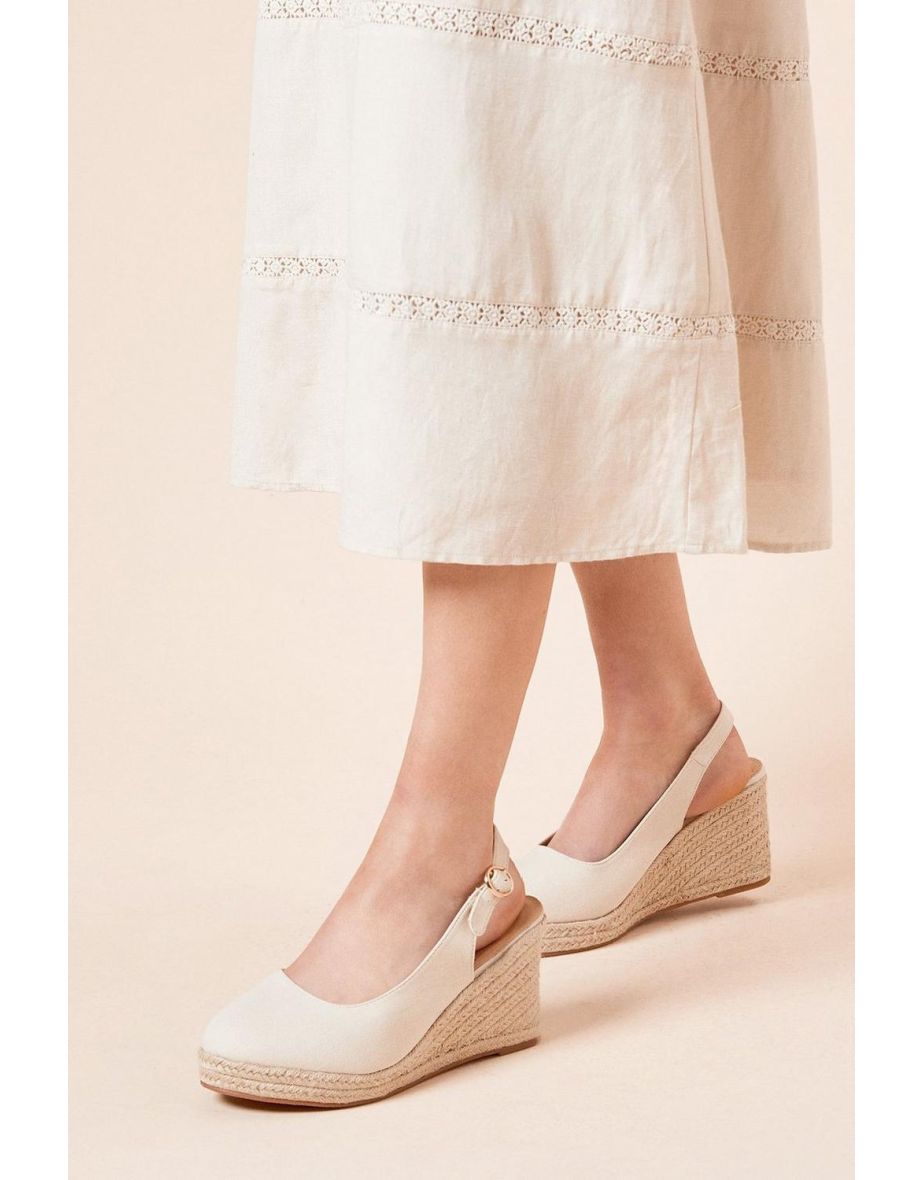 Wide Fit Riya Closed Toe Slingback Espadrille Wedge Sandals