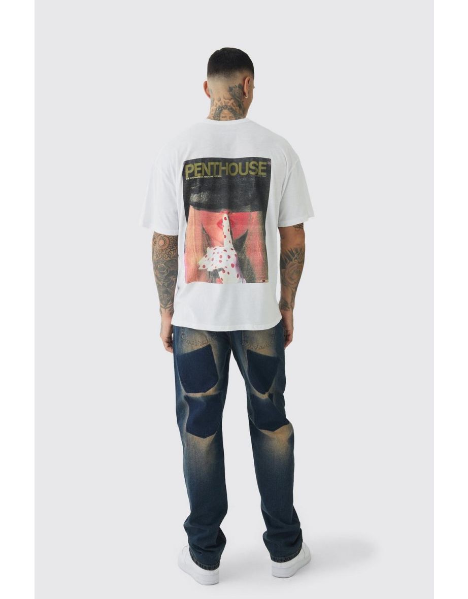 Tall Oversized Penthouse Magazine License T-Shirt - white - 2
