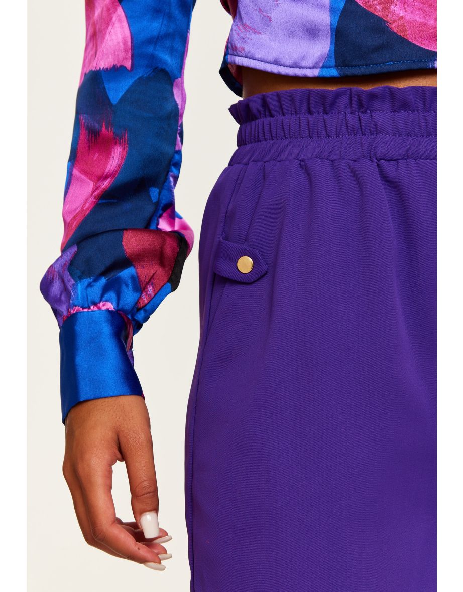 Women’s Purple Wide Leg Trousers with High Waist - 9