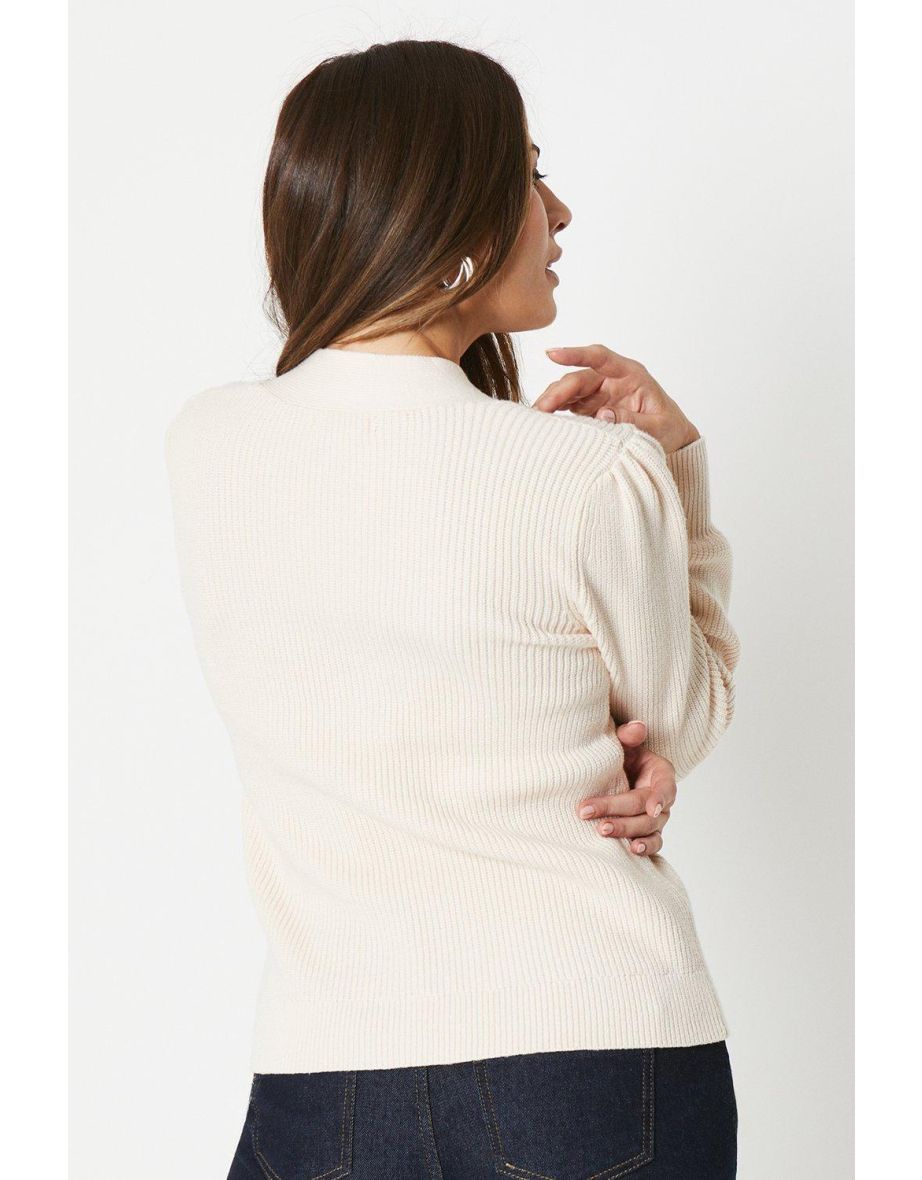 Chunky Knit Tie Neck Jumper - 2