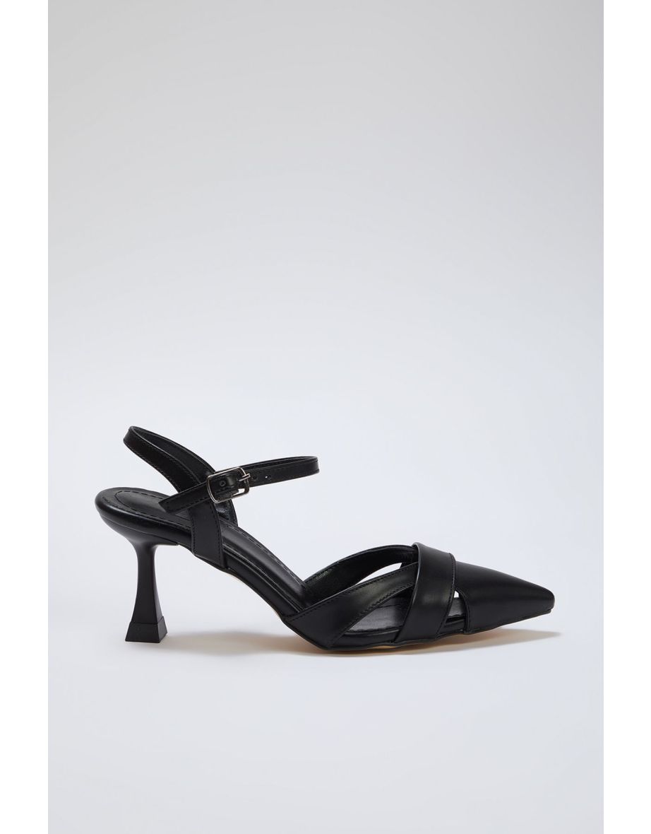 Black Pointed Toe Thin Heel Women's Classic Heeled Shoes