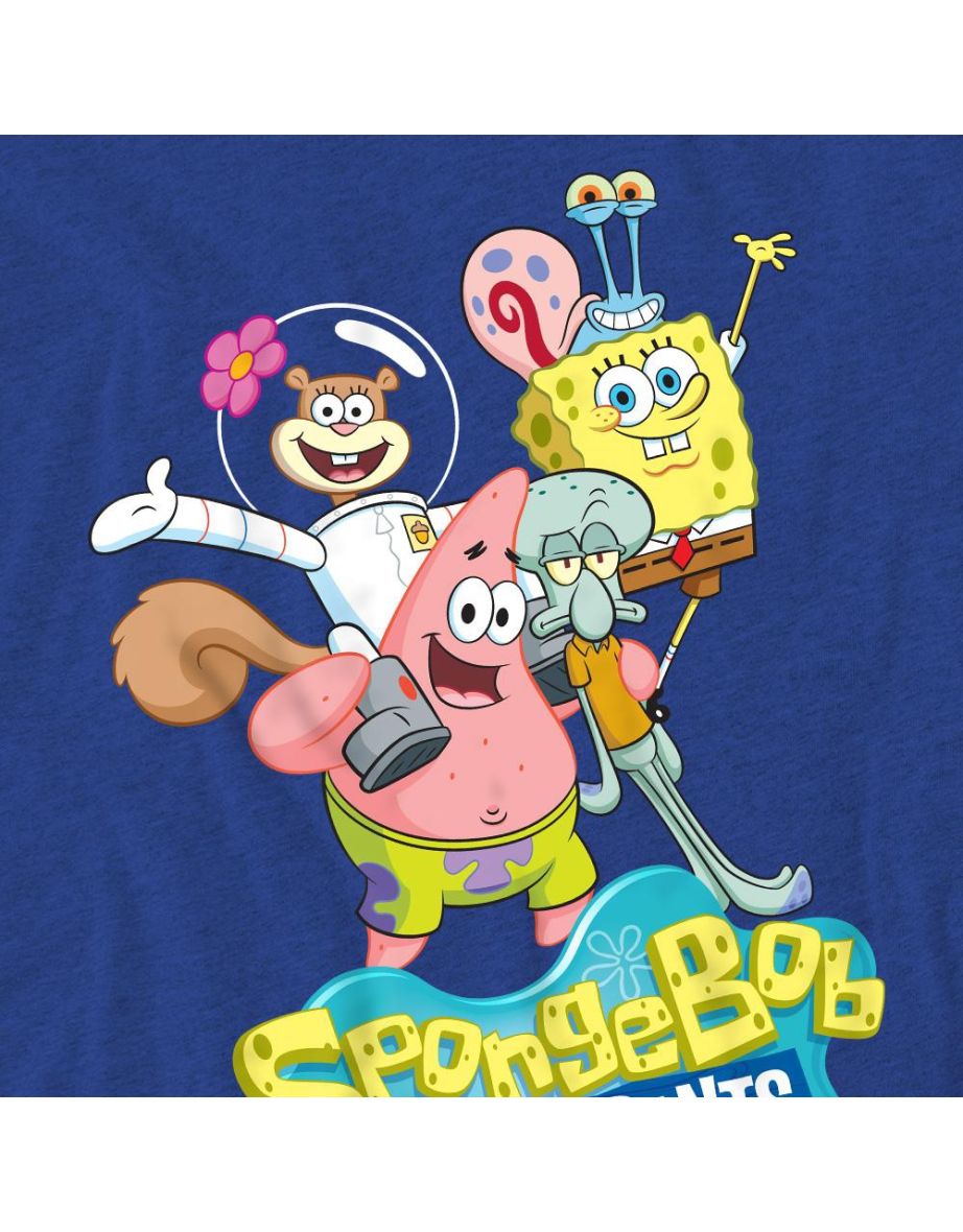 SpongeBob SquarePants Unisex Adult Group Shot T-Shirt - Royal Blue - 3