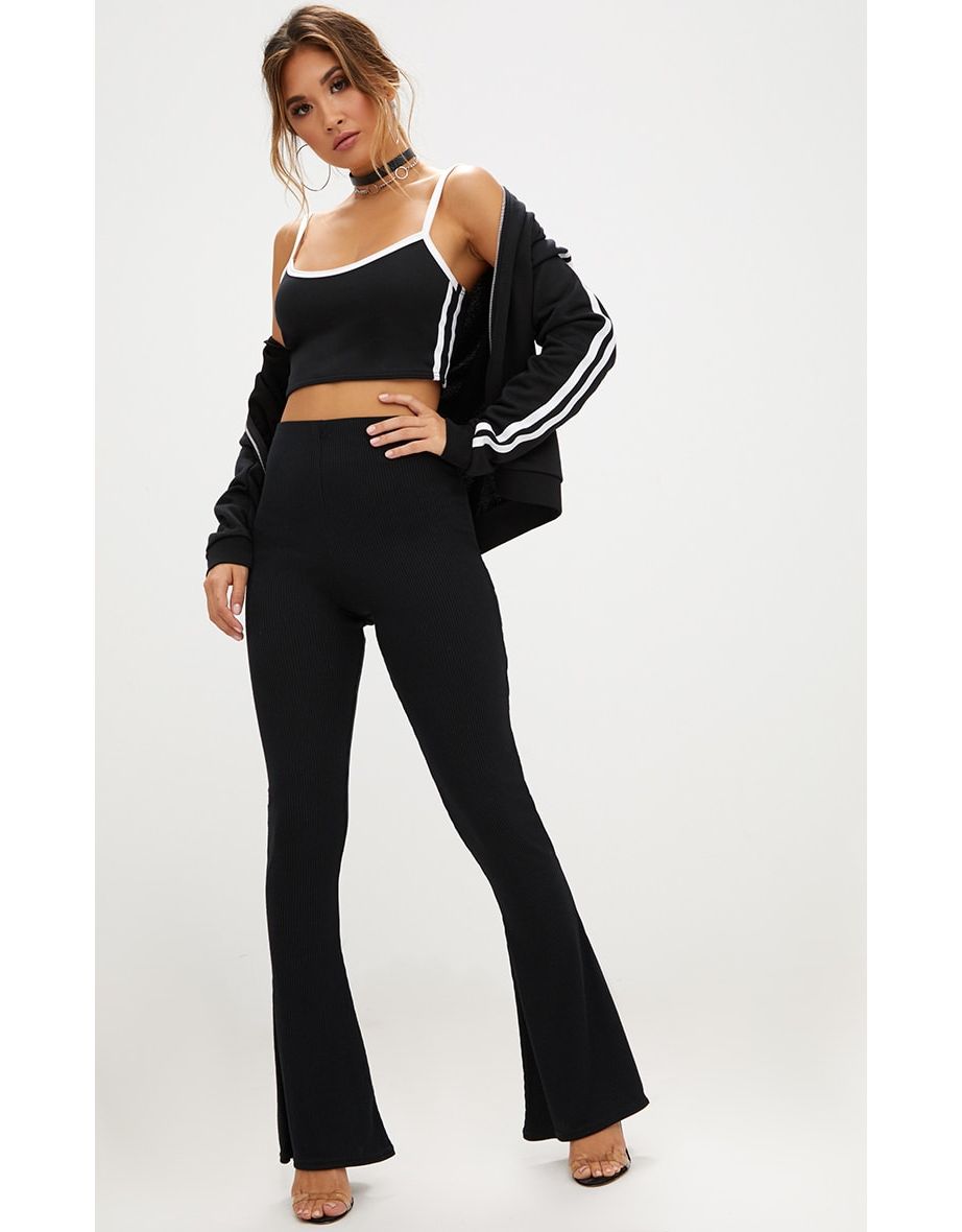 Ribbed Oversized T-Shirt & Flared Trouser Co-Ord Set