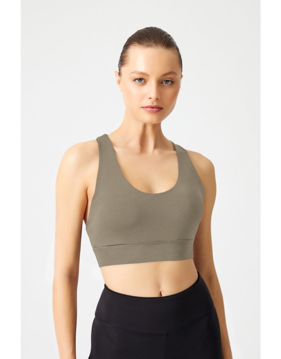 Sports Bra - Khaki - Plain