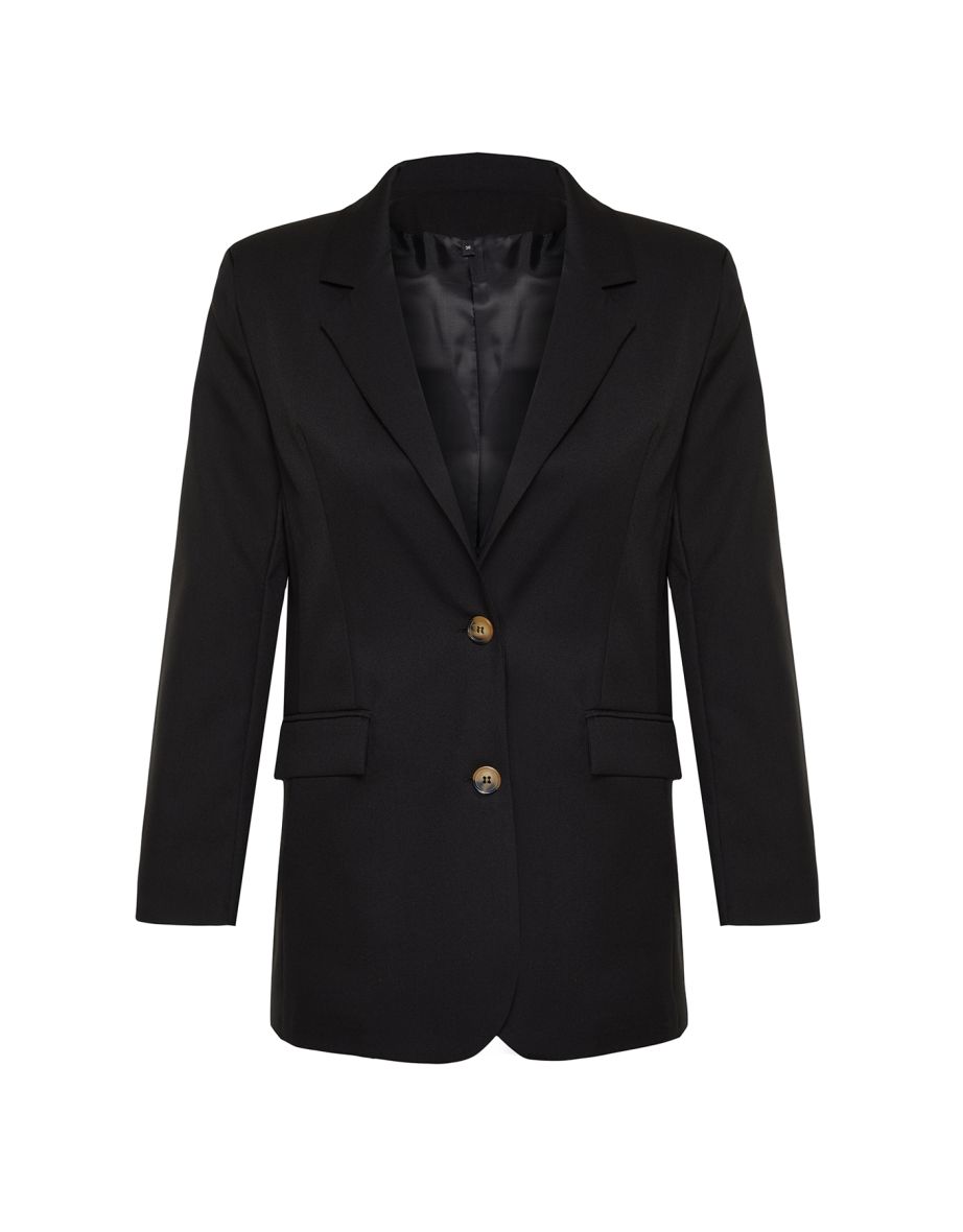 Black Woven Blazer Jacket - 7