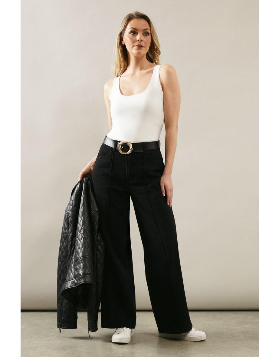 Seam Detail Wide Leg Jean