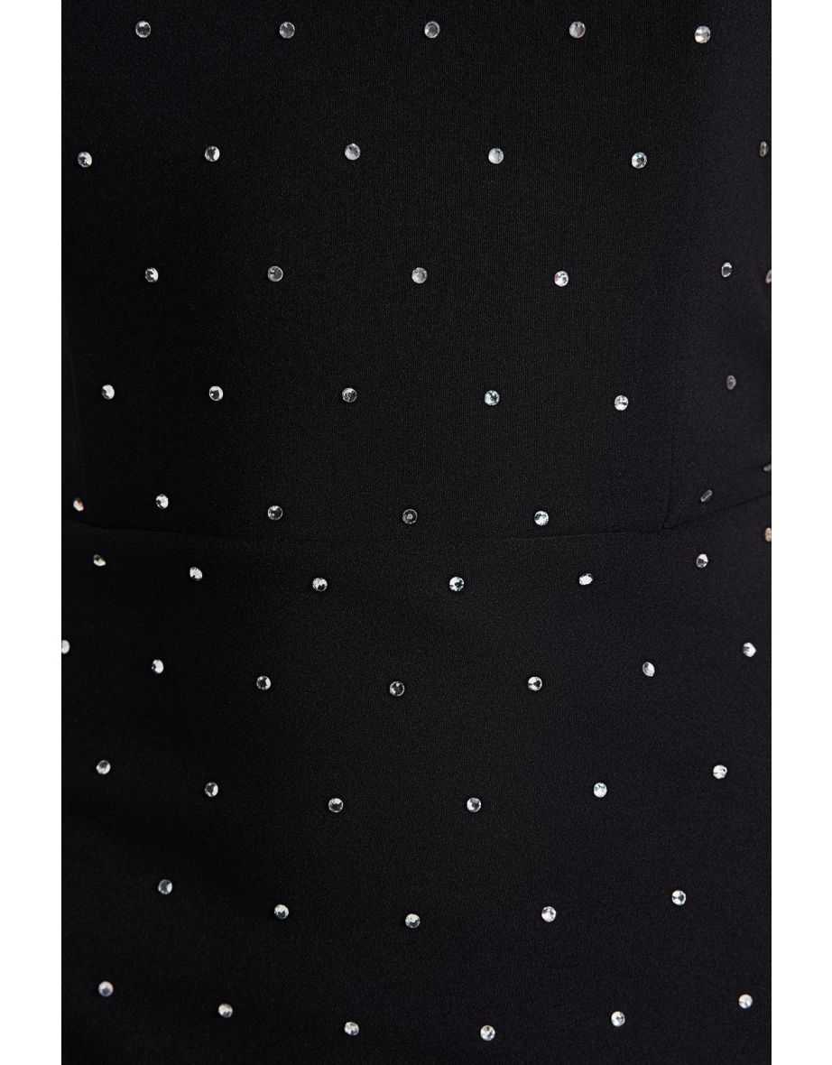 Black Strapless Bodycon Mini Shift Dress - 8