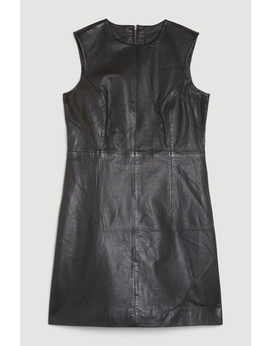 Leather Sleeveless Mini Dress - 3